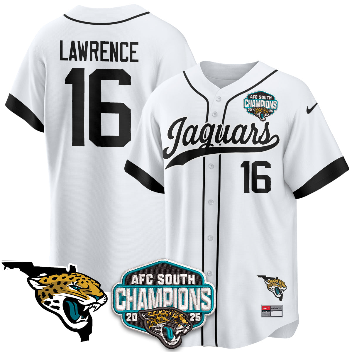 JAX AFC South Division Champions Vapor Limited Baseball Jersey - All Stitched
