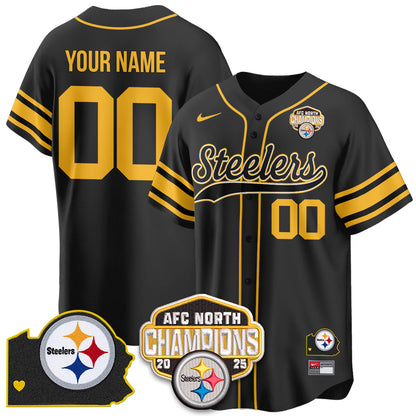 Custom PIT AFC North Division Champions Vapor Limited Baseball Jersey - All Stitched