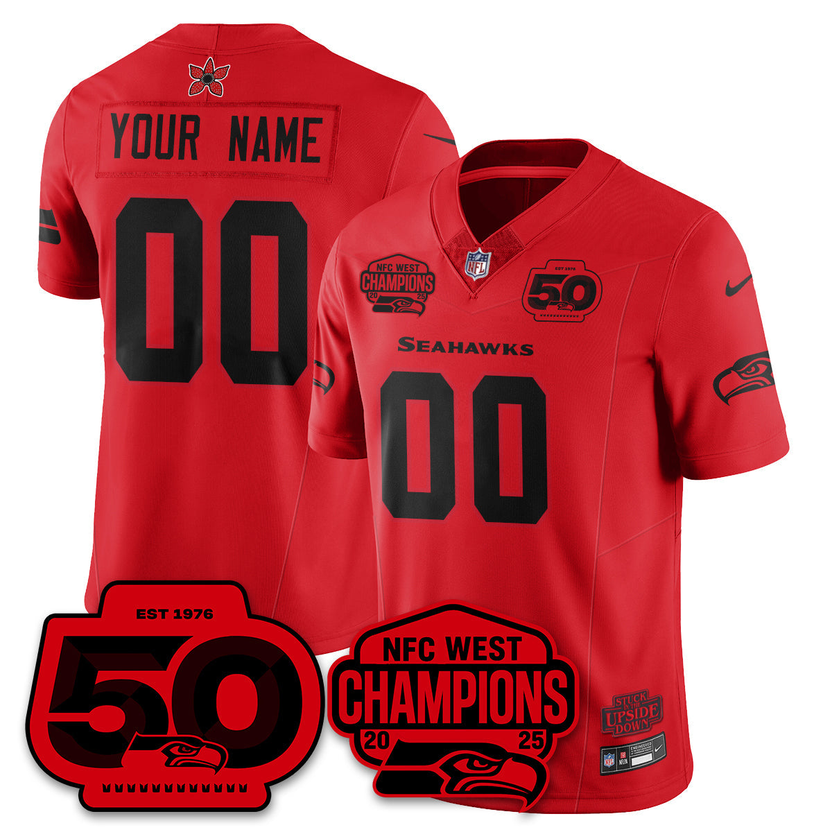 SEA Stranger Things NFC West Division Champions Vapor Limited Custom Jersey - All Stitched