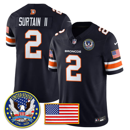 DEN Throwback "United States 250th Anniversary Patch" Vapor Limited Jersey - All Stitched