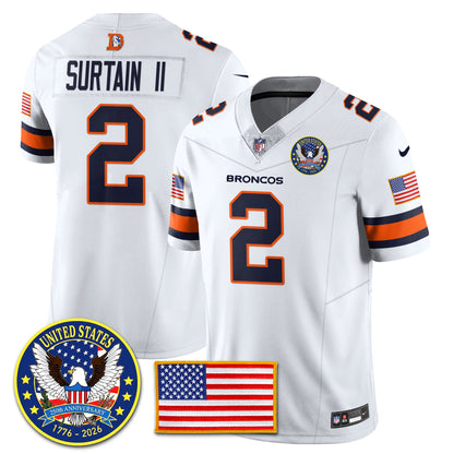 DEN Throwback "United States 250th Anniversary Patch" Vapor Limited Jersey - All Stitched