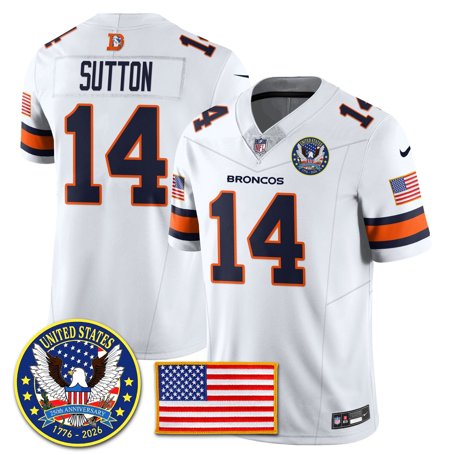 DEN Throwback "United States 250th Anniversary Patch" Vapor Limited Jersey - All Stitched
