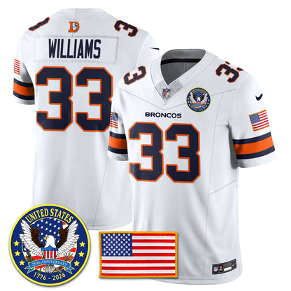 DEN Throwback "United States 250th Anniversary Patch" Vapor Limited Jersey - All Stitched