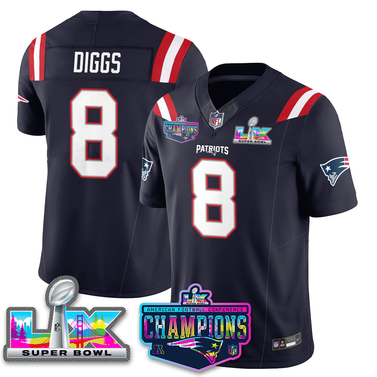 NE 2025 Vapor Jersey - AFC Champions Limited Patch