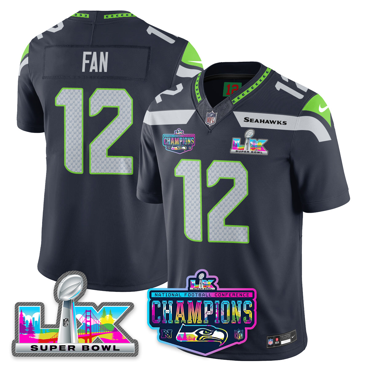 SEA 2025 Vapor Limited Jersey - NFC Champions Limited Patch - All Stitched