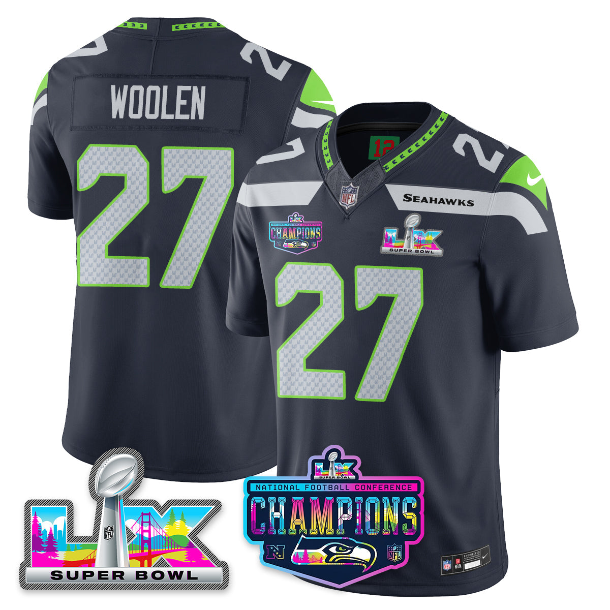 SEA 2025 Vapor Limited Jersey - NFC Champions Limited Patch - All Stitched