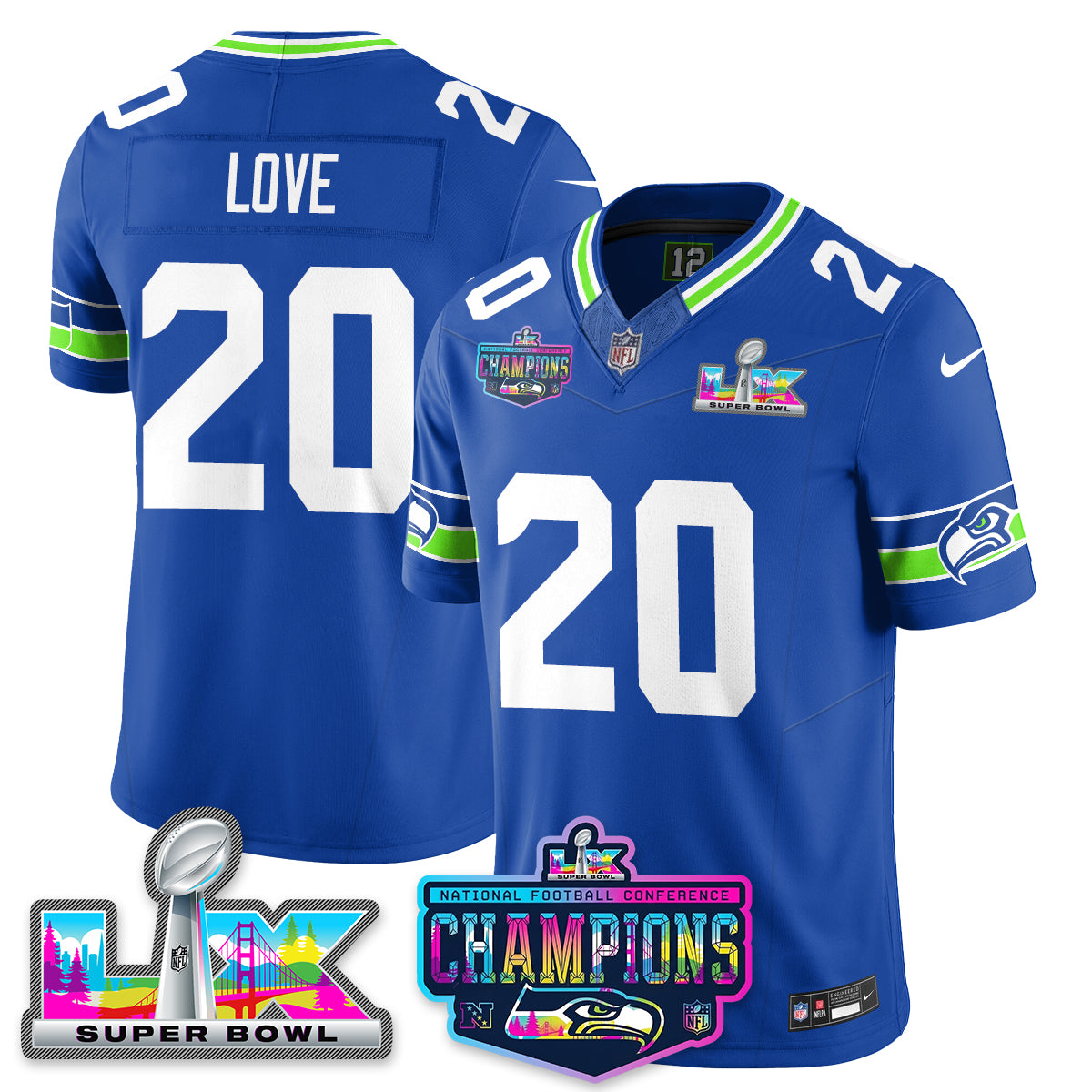 SEA 2025 Vapor Limited Jersey - NFC Champions Limited Patch - All Stitched