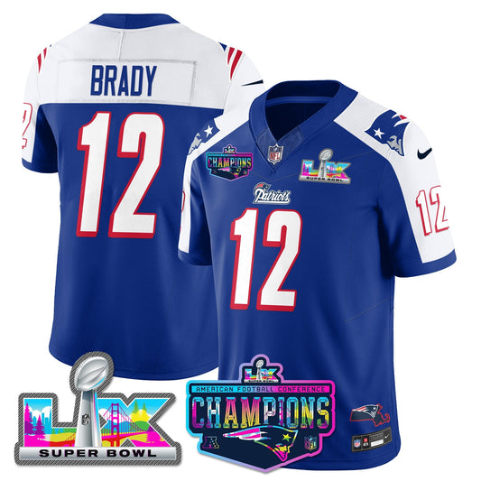 NE 1996 Throwback Limited Vapor Jersey - 2025 AFC Champions Limited Patch - All Stitched