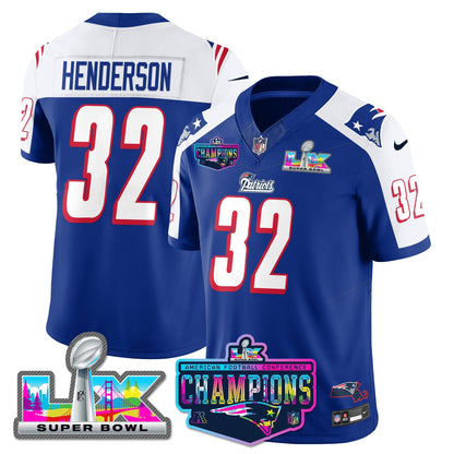 NE 1996 Throwback Limited Vapor Jersey - 2025 AFC Champions Limited Patch - All Stitched