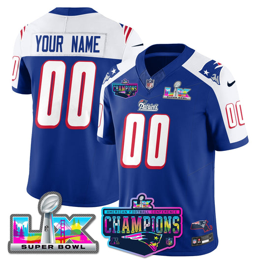 Custom NE 1996 Throwback Limited Vapor Jersey - 2025 AFC Champions Limited Patch - All Stitched