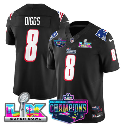 NE 1996 Throwback Limited Vapor Jersey - 2025 AFC Champions Limited Patch - All Stitched