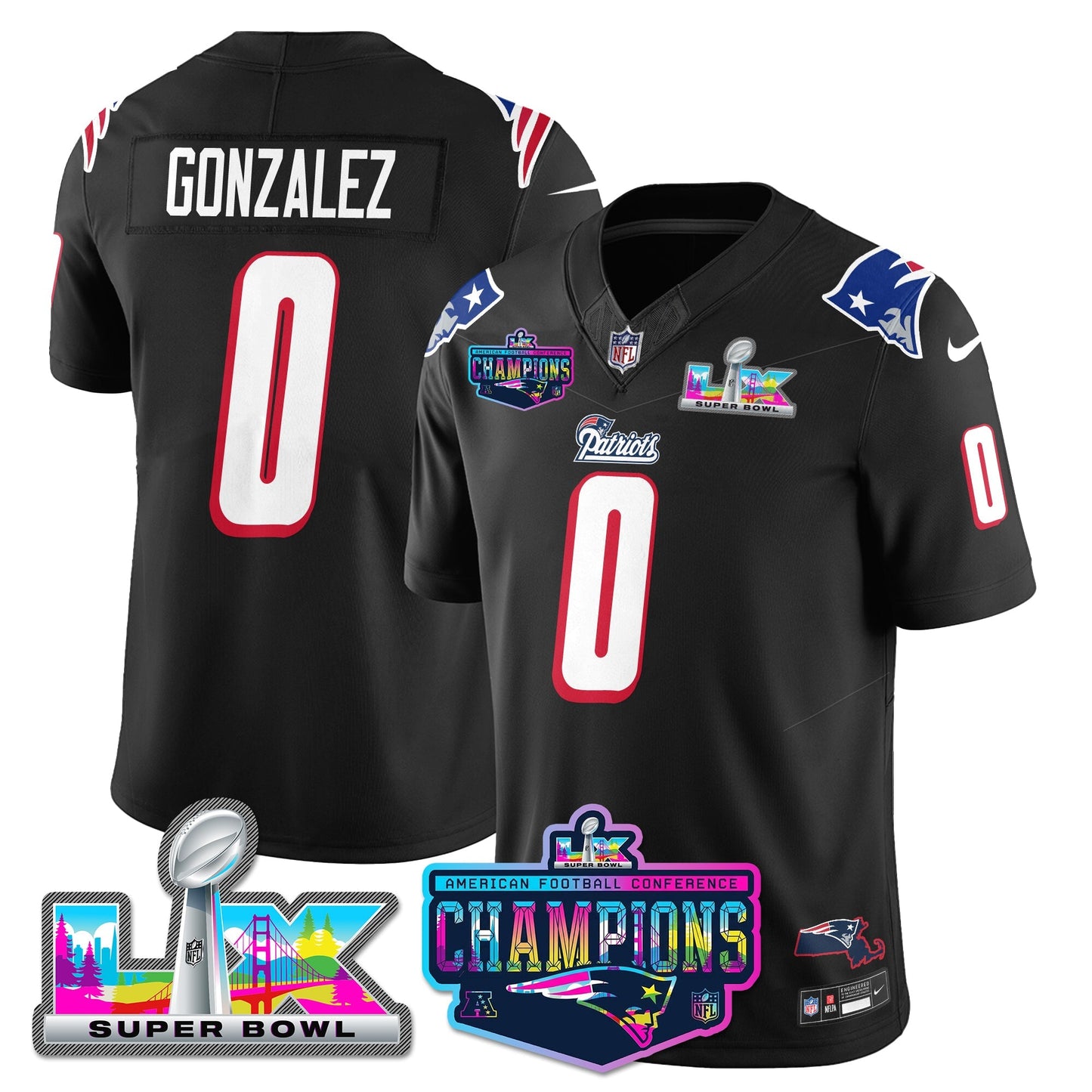 NE 1996 Throwback Limited Vapor Jersey - 2025 AFC Champions Limited Patch - All Stitched