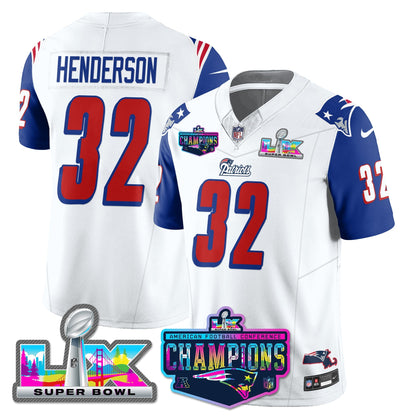 NE 1996 Throwback Limited Vapor Jersey - 2025 AFC Champions Limited Patch - All Stitched