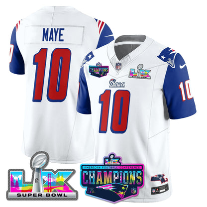 NE 1996 Throwback Limited Vapor Jersey - 2025 AFC Champions Limited Patch - All Stitched