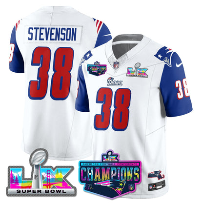 NE 1996 Throwback Limited Vapor Jersey - 2025 AFC Champions Limited Patch - All Stitched