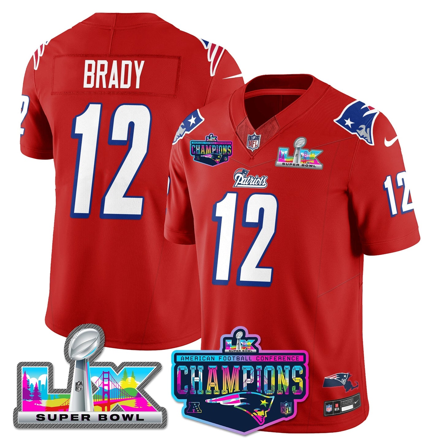 NE 1996 Throwback Limited Vapor Jersey - 2025 AFC Champions Limited Patch - All Stitched