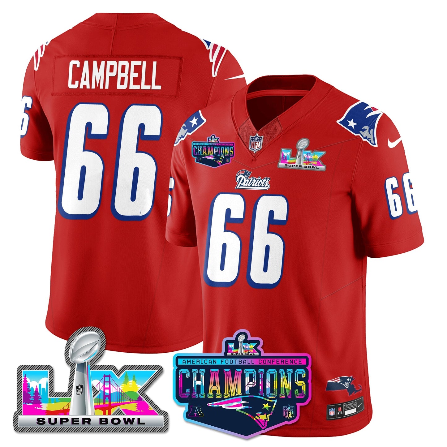 NE 1996 Throwback Limited Vapor Jersey - 2025 AFC Champions Limited Patch - All Stitched