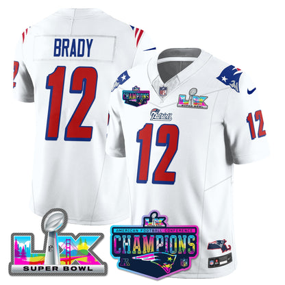 NE 1996 Throwback Limited Vapor Jersey - 2025 AFC Champions Limited Patch - All Stitched