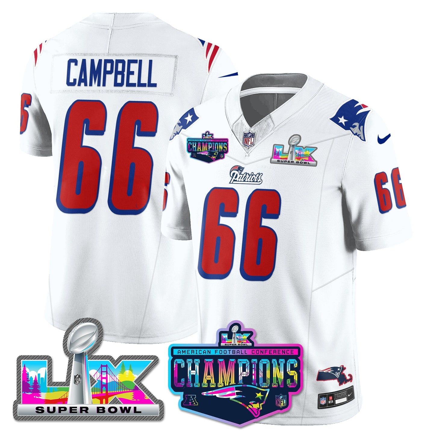 NE 1996 Throwback Limited Vapor Jersey - 2025 AFC Champions Limited Patch - All Stitched