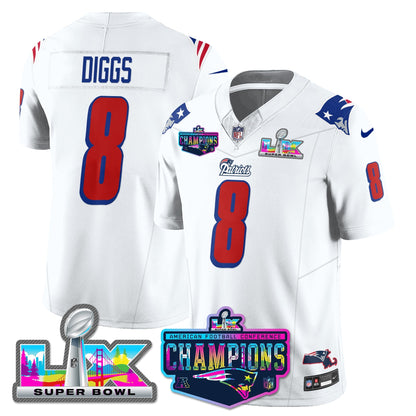 NE 1996 Throwback Limited Vapor Jersey - 2025 AFC Champions Limited Patch - All Stitched