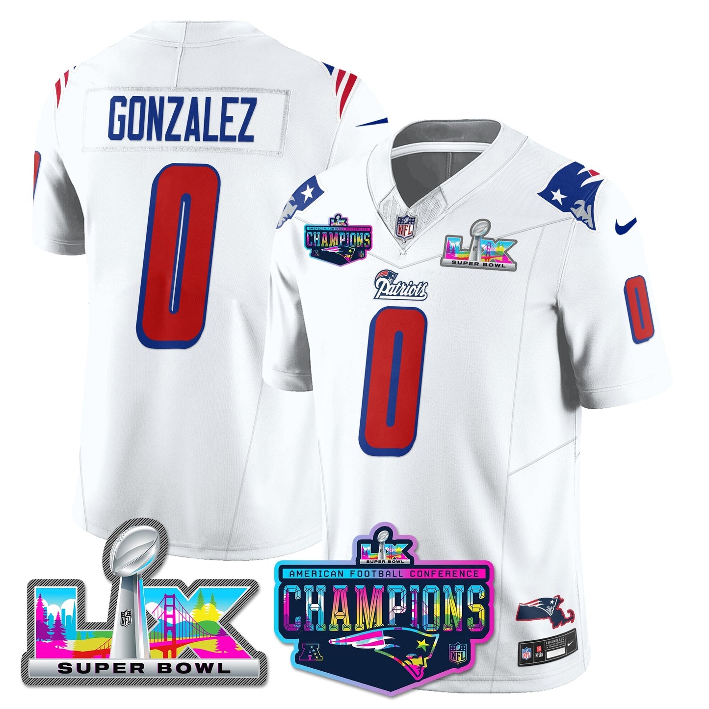 NE 1996 Throwback Limited Vapor Jersey - 2025 AFC Champions Limited Patch - All Stitched