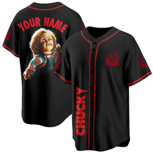 Killer Doll Horror Movie Halloween 2026 Custom Name Baseball Jersey