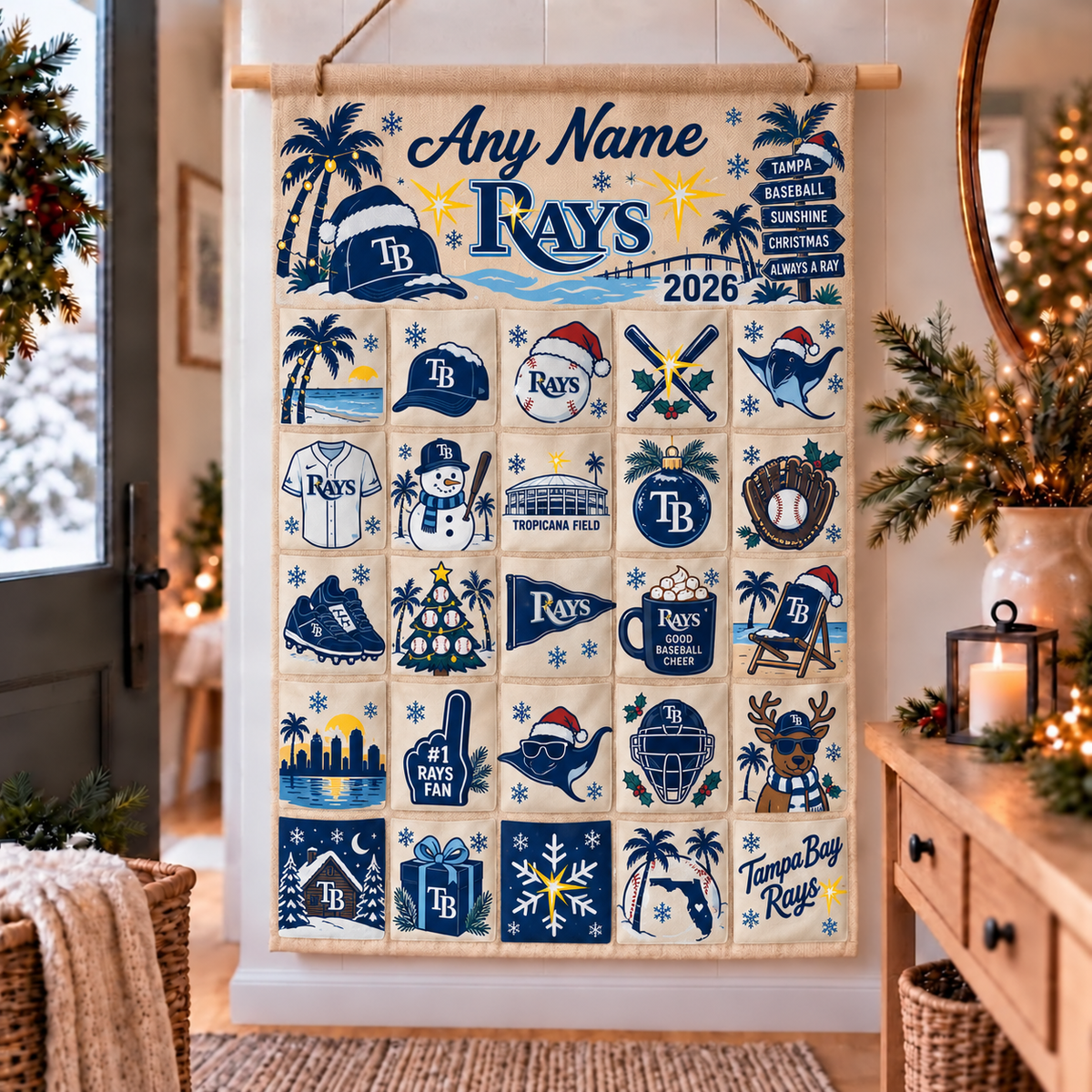 Tampa Bay Rays Christmas Custom Wall Advent Calendar - Printed