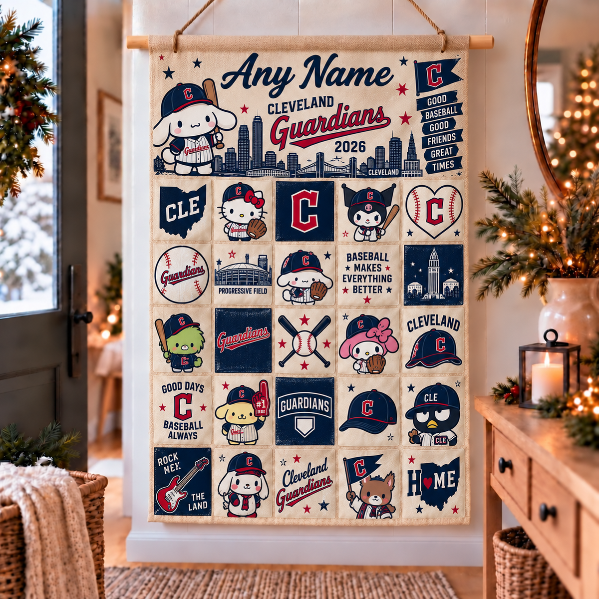 Cleveland Guardians Christmas x Santorini Friends Custom Wall Advent Calendar - Printed