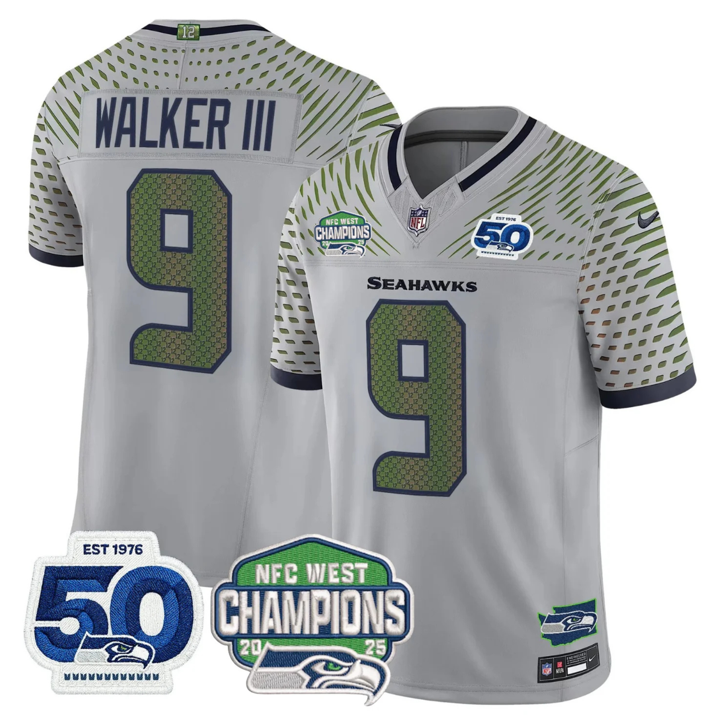 SEA 50th & NFC West Champions Patch Vapor Limited Jersey - All Stitched
