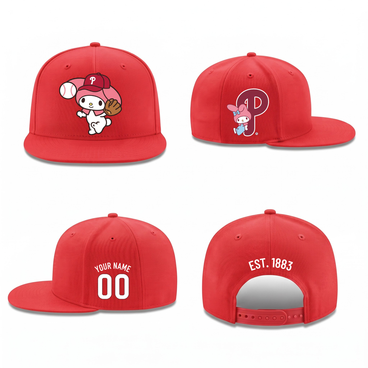 PHI x Pink Sanrio Friends Personalized Snapback Cap - Printed