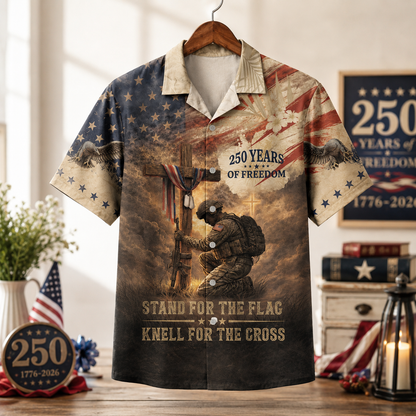 America 250th Anniversary Toile De Jouy Style Patriotic Hawaiian Shirt