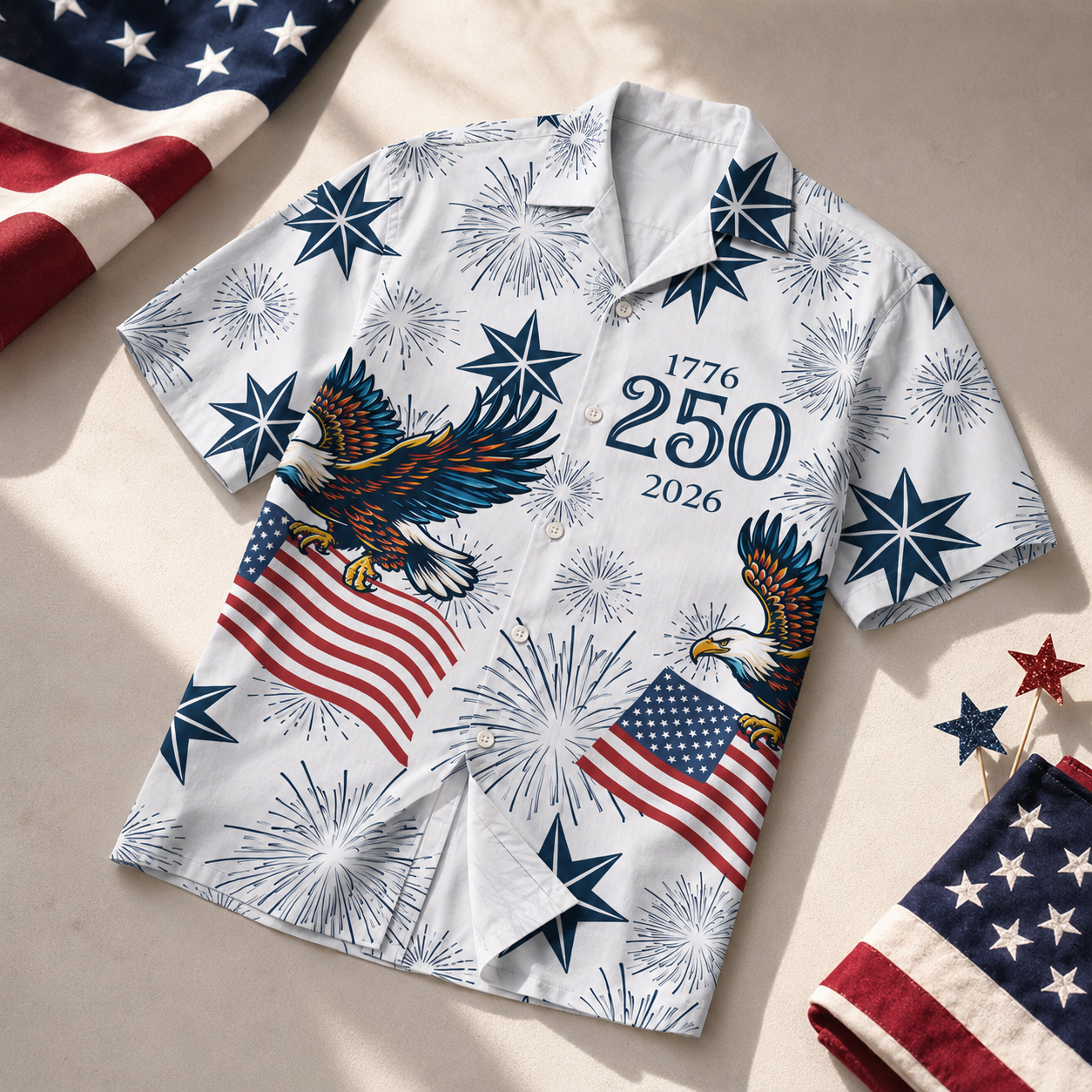 250 Years of Freedom 1776 - 2026 Eagle Patriotic Hawaiian Shirt