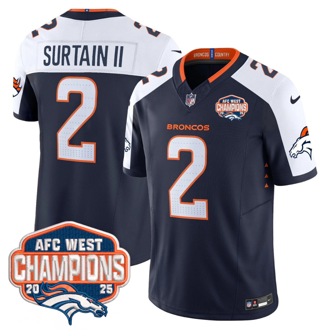 DEN AFC West Champions Patch Vapor Limited Jersey V2 - All Stitched