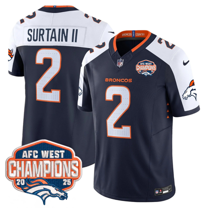 DEN AFC West Champions Patch Vapor Limited Jersey V2 - All Stitched