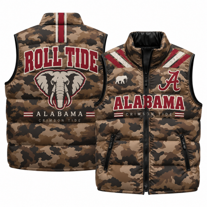 Alabama Crimson Tide 2026 Military Appreciation Camo Puffer Vest - Printed