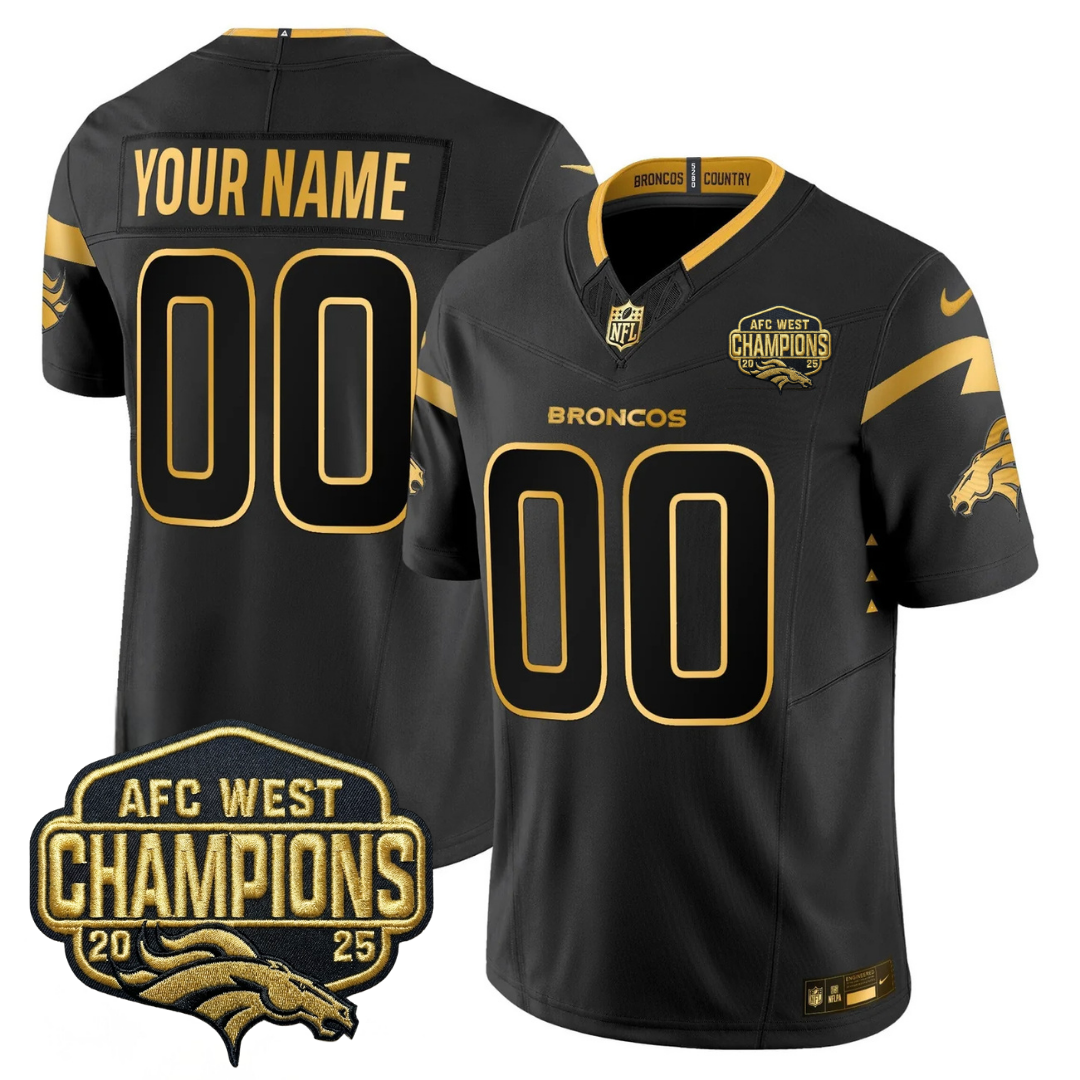 DEN AFC West Champions Patch Gold Vapor Limited Jersey - All Stitched