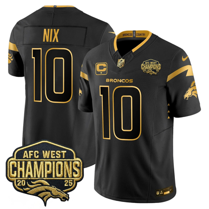 DEN AFC West Champions Patch Gold Vapor Limited Jersey - All Stitched
