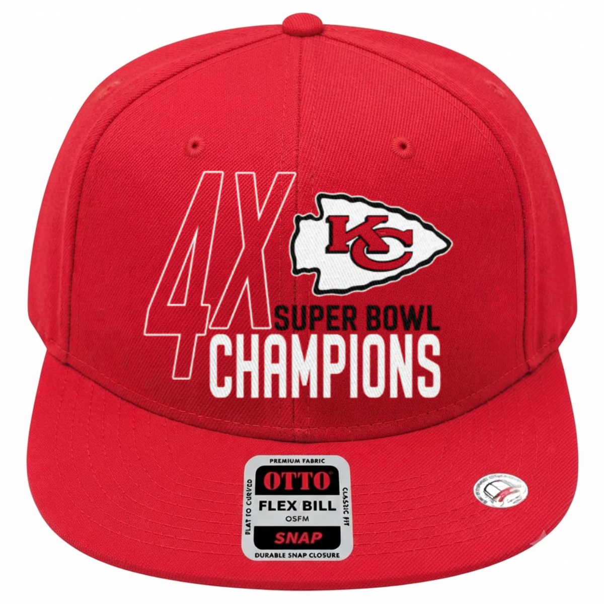 KC 4x Super Bowl Champions Snapback Cap - Printed V2