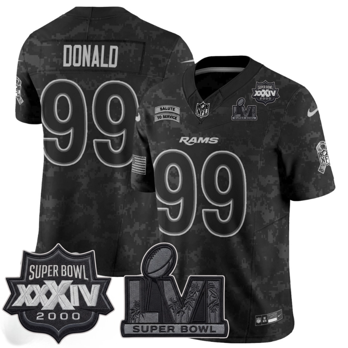 LAR 2026 Salute To Service 2S.Bowl Champs Patch Vapor Jersey - Stitched