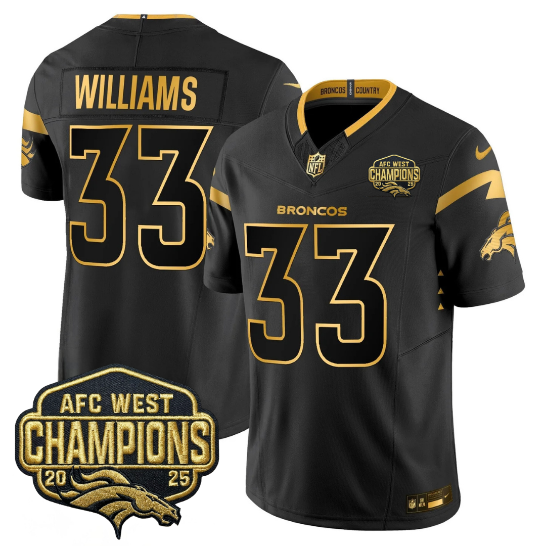 DEN AFC West Champions Patch Gold Vapor Limited Jersey - All Stitched