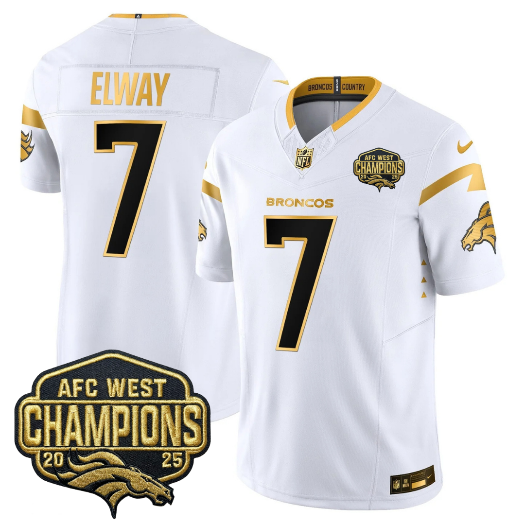 DEN AFC West Champions Patch Gold Vapor Limited Jersey - All Stitched
