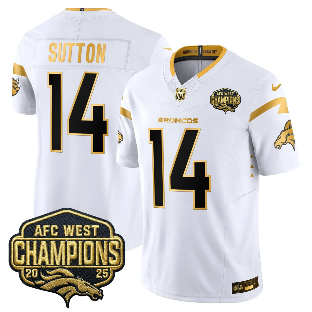 DEN AFC West Champions Patch Gold Vapor Limited Jersey - All Stitched