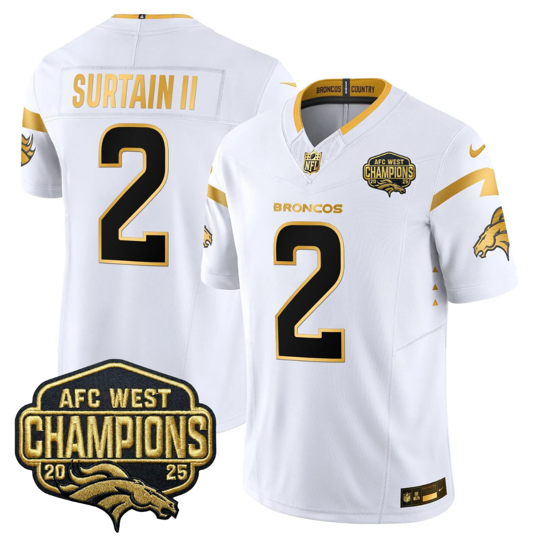 DEN AFC West Champions Patch Gold Vapor Limited Jersey - All Stitched