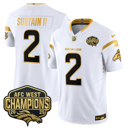 DEN AFC West Champions Patch Gold Vapor Limited Jersey - All Stitched