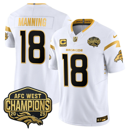 DEN AFC West Champions Patch Gold Vapor Limited Jersey - All Stitched