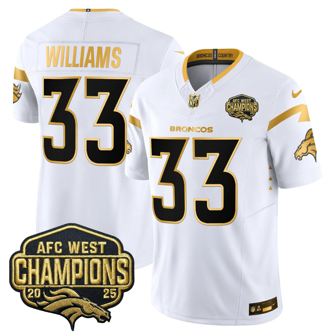 DEN AFC West Champions Patch Gold Vapor Limited Jersey - All Stitched