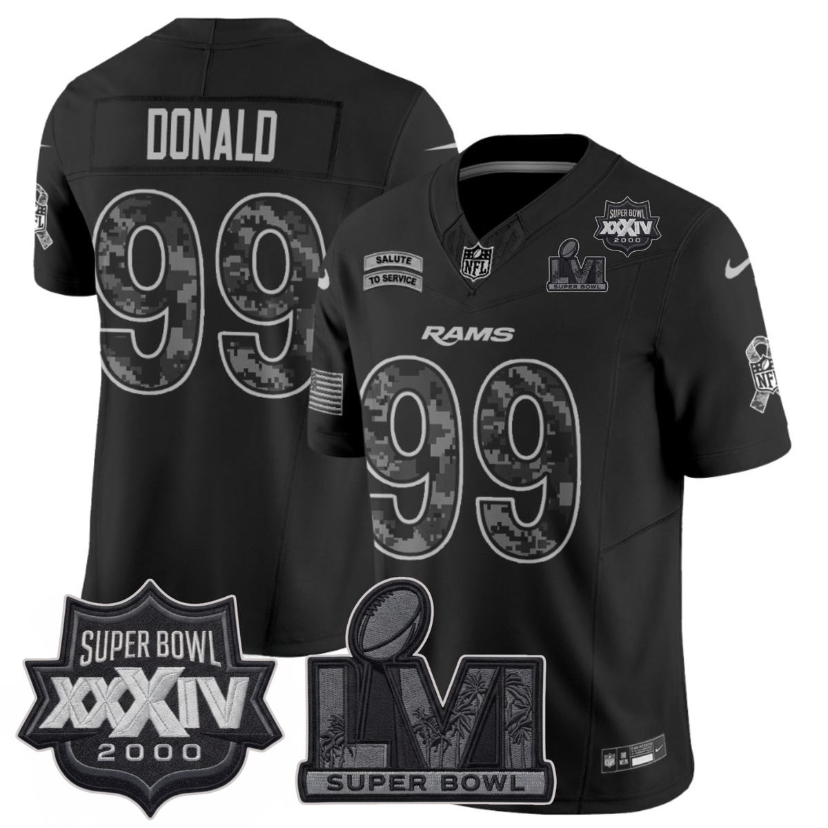 LAR 2026 Salute To Service 2S.Bowl Champs Patch Vapor Jersey - Stitched