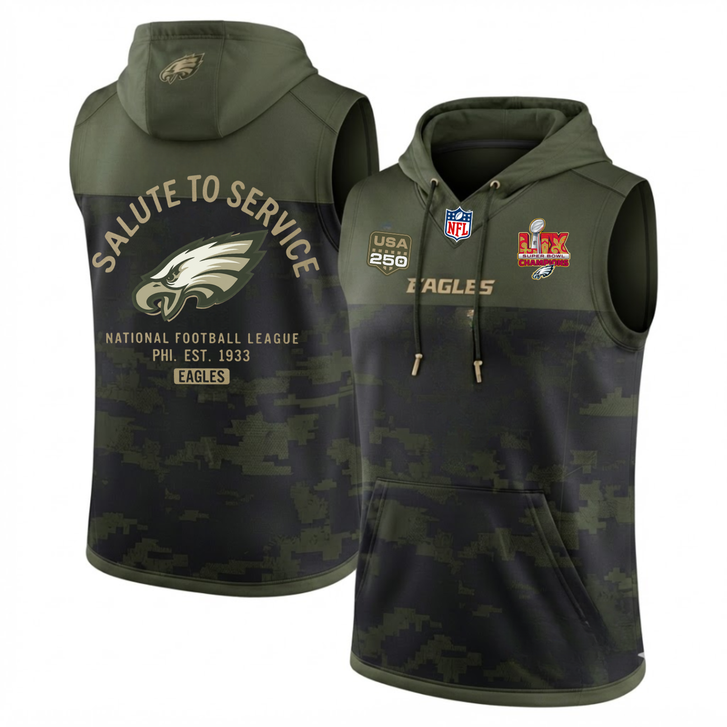 PHI Salute to Service  Sleeveless Hoodie Tank Top - Printed