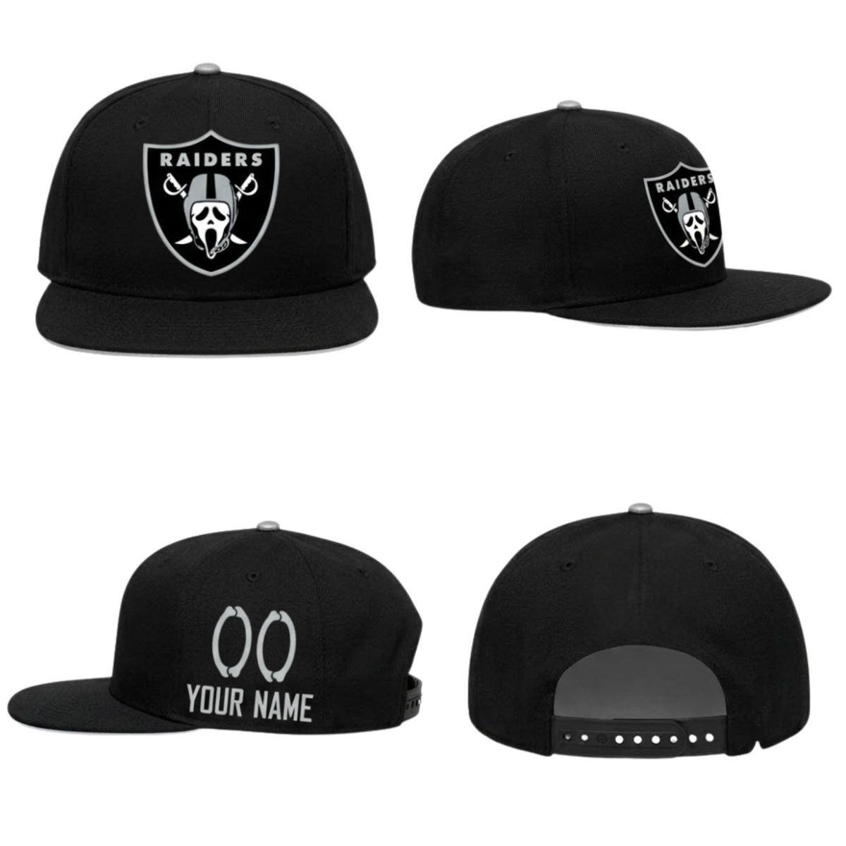 Las Vegas Raiders x Ghost Face Custom Snapback Cap - Printed