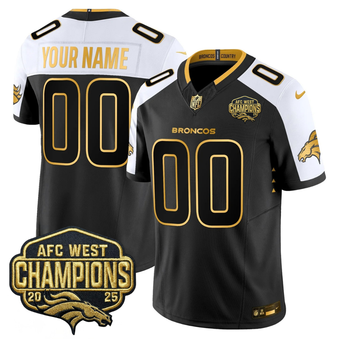 DEN AFC West Champions Patch Gold Vapor Limited Jersey - All Stitched